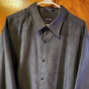 Men's XL J. Ashford Charcoal Gray Suede Feel Long Sleeve Button Down Dress Shirt